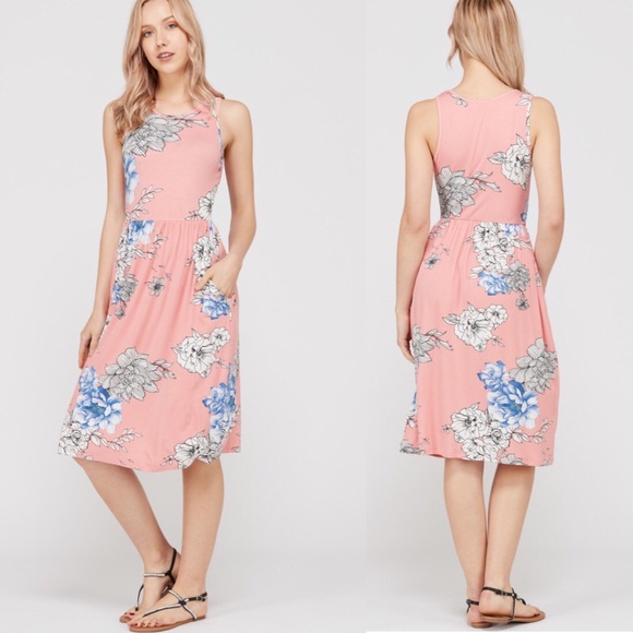 Viamor Dresses & Skirts - 🙌🏻NWT pocket floral tank dress boutique USA Made